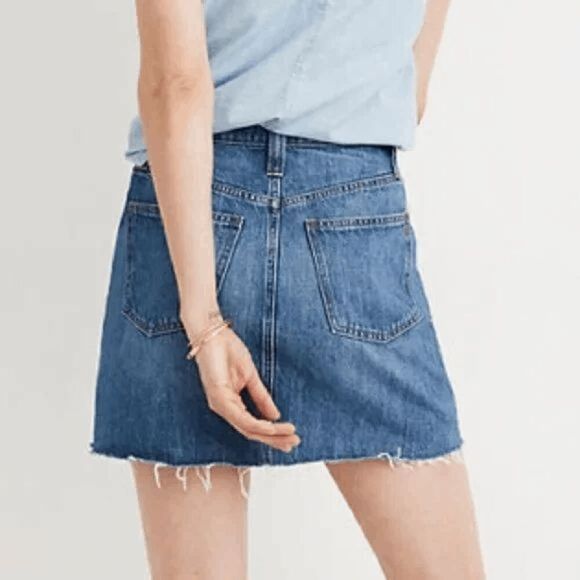 MADEWELL Lakeline Wash Eco Edition Rigid Denim A Line Mini Skirt Blue 25‎ - Picture 2 of 9